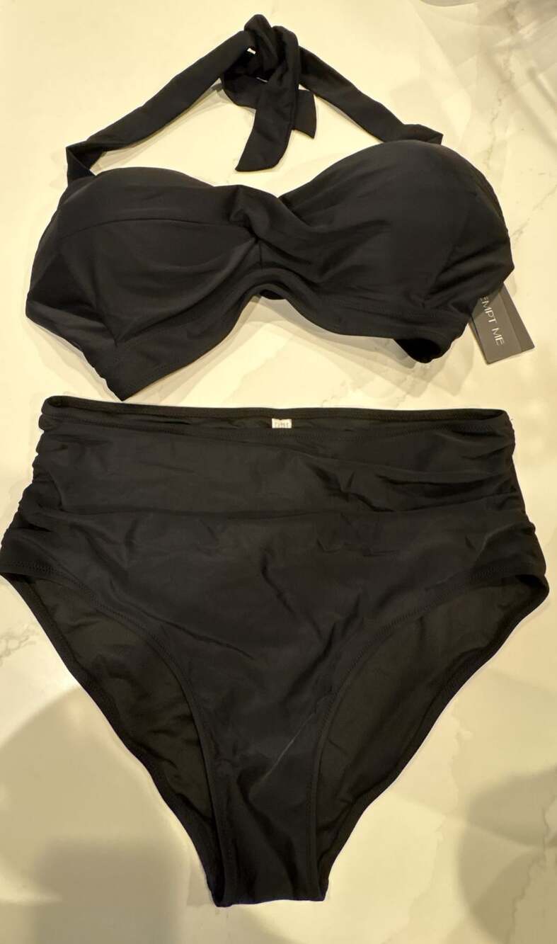 Tempt Me Black Halter Twist Bikini Set Size XL (53)